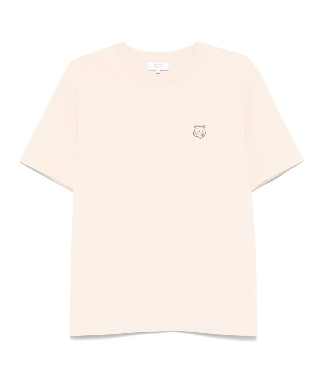 MAISON KITSUNE Бежевая хлопковая футболка, фото 1