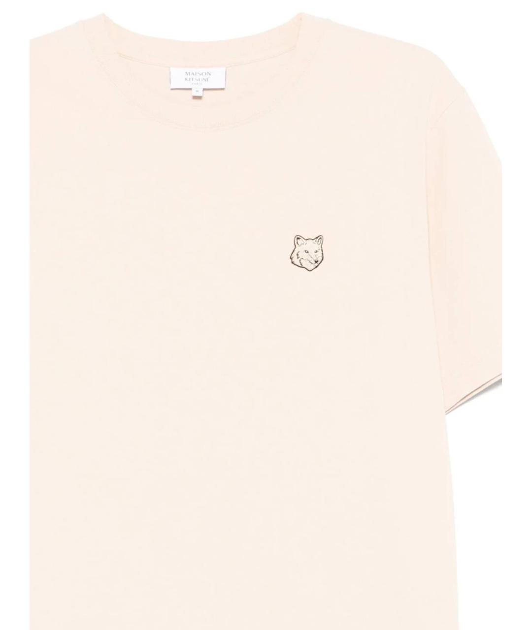 MAISON KITSUNE Бежевая хлопковая футболка, фото 2
