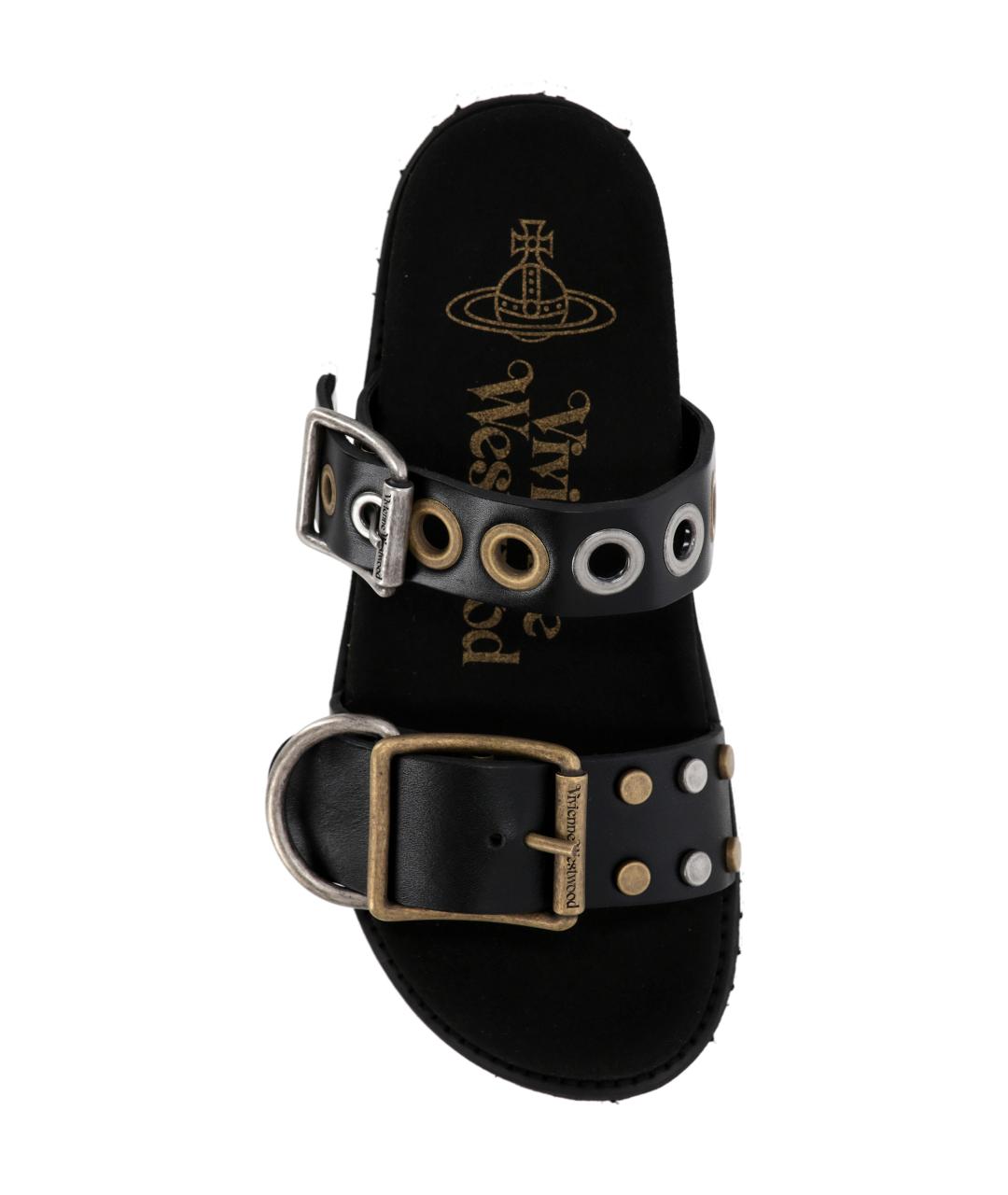 VIVIENNE WESTWOOD Черные кожаные сандалии, фото 4