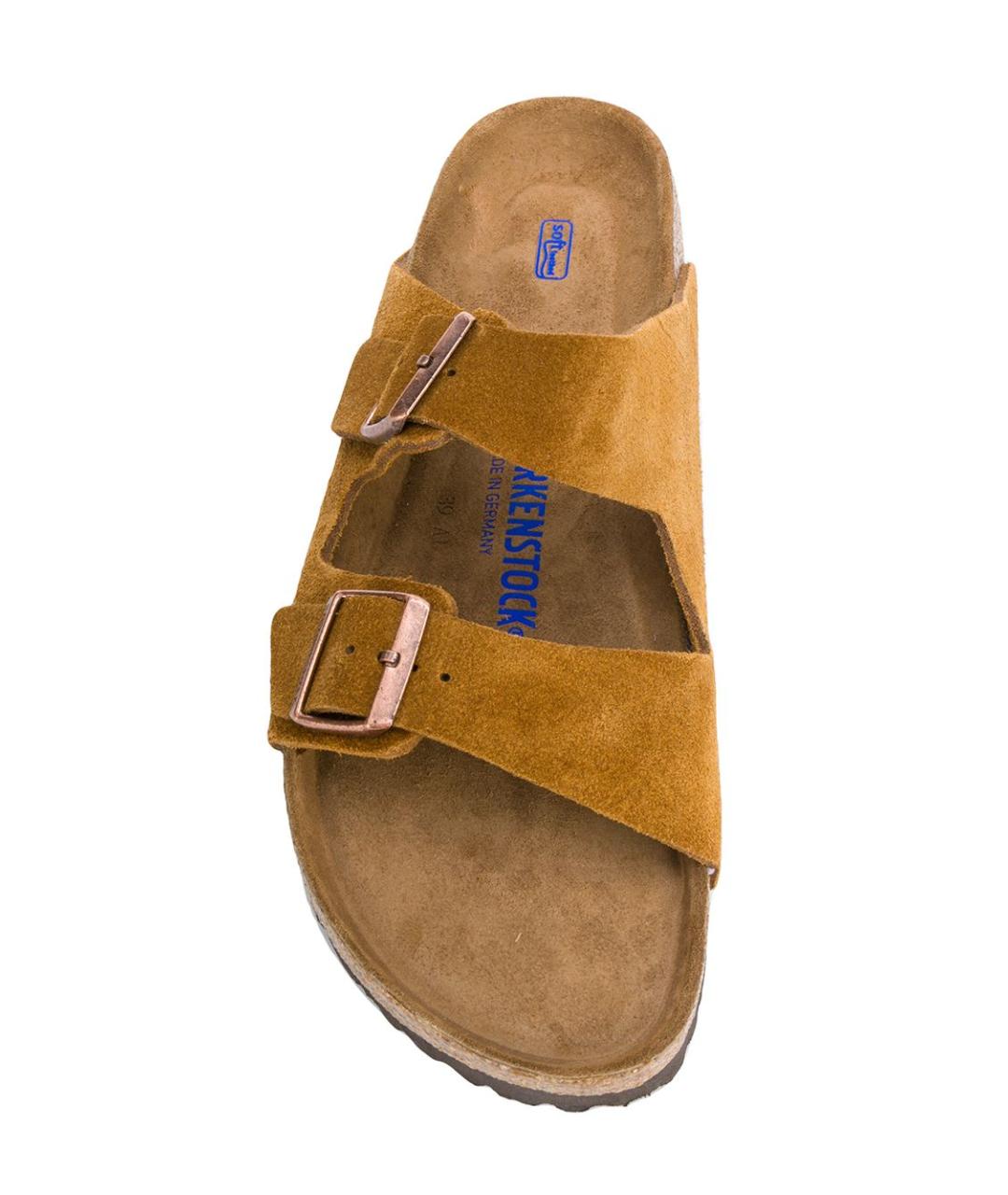 BIRKENSTOCK Горчичные нубуковые шлепанцы, фото 4