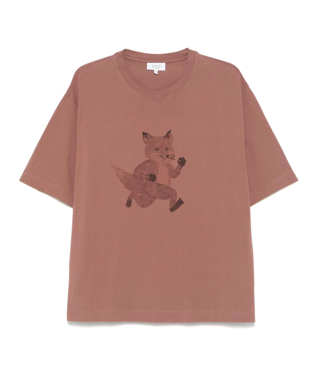MAISON KITSUNE Розовая хлопковая футболка, фото 1