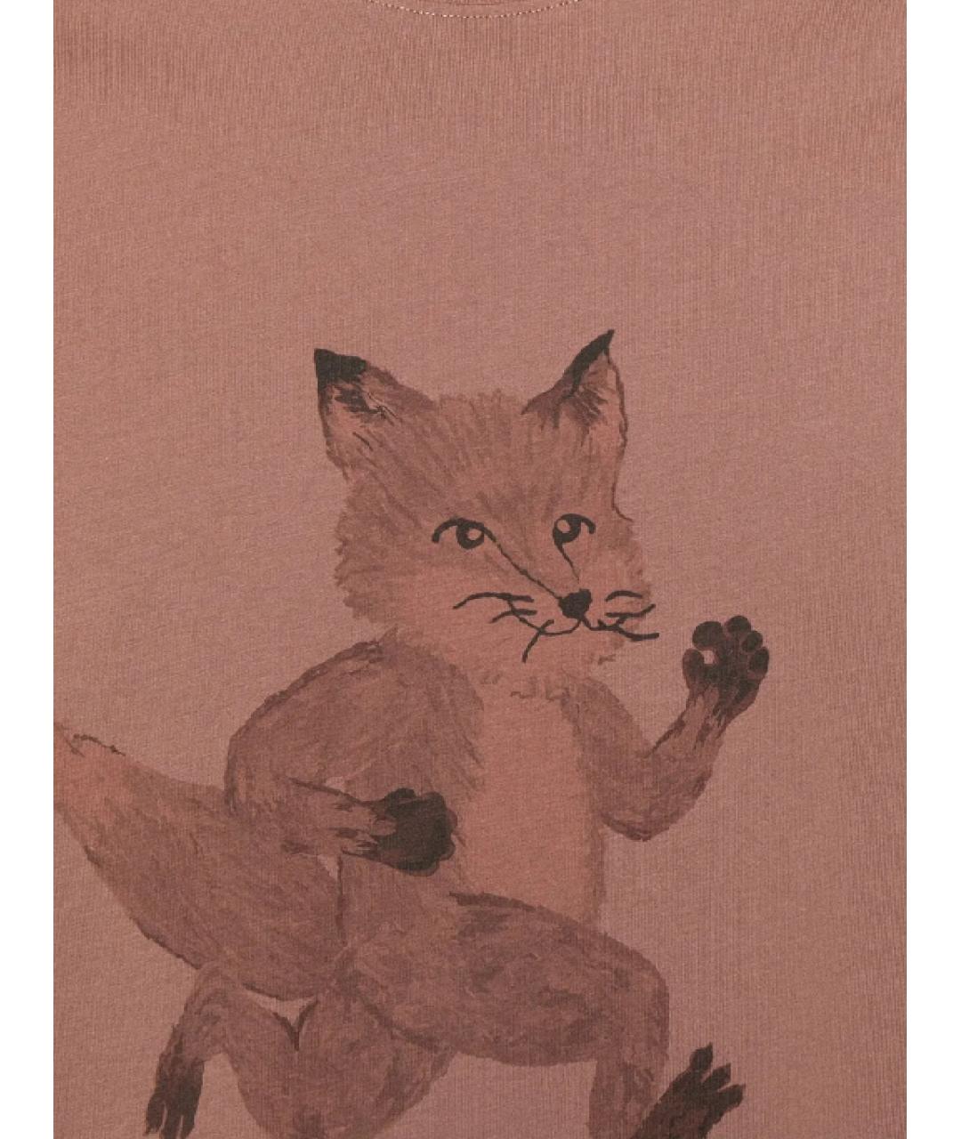 MAISON KITSUNE Розовая хлопковая футболка, фото 2