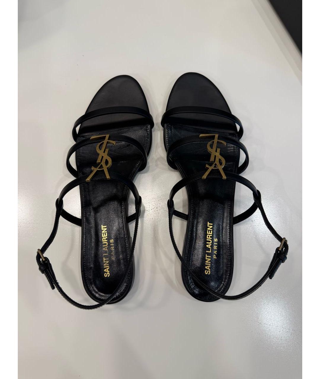 SAINT LAURENT Черные кожаные сандалии, фото 5