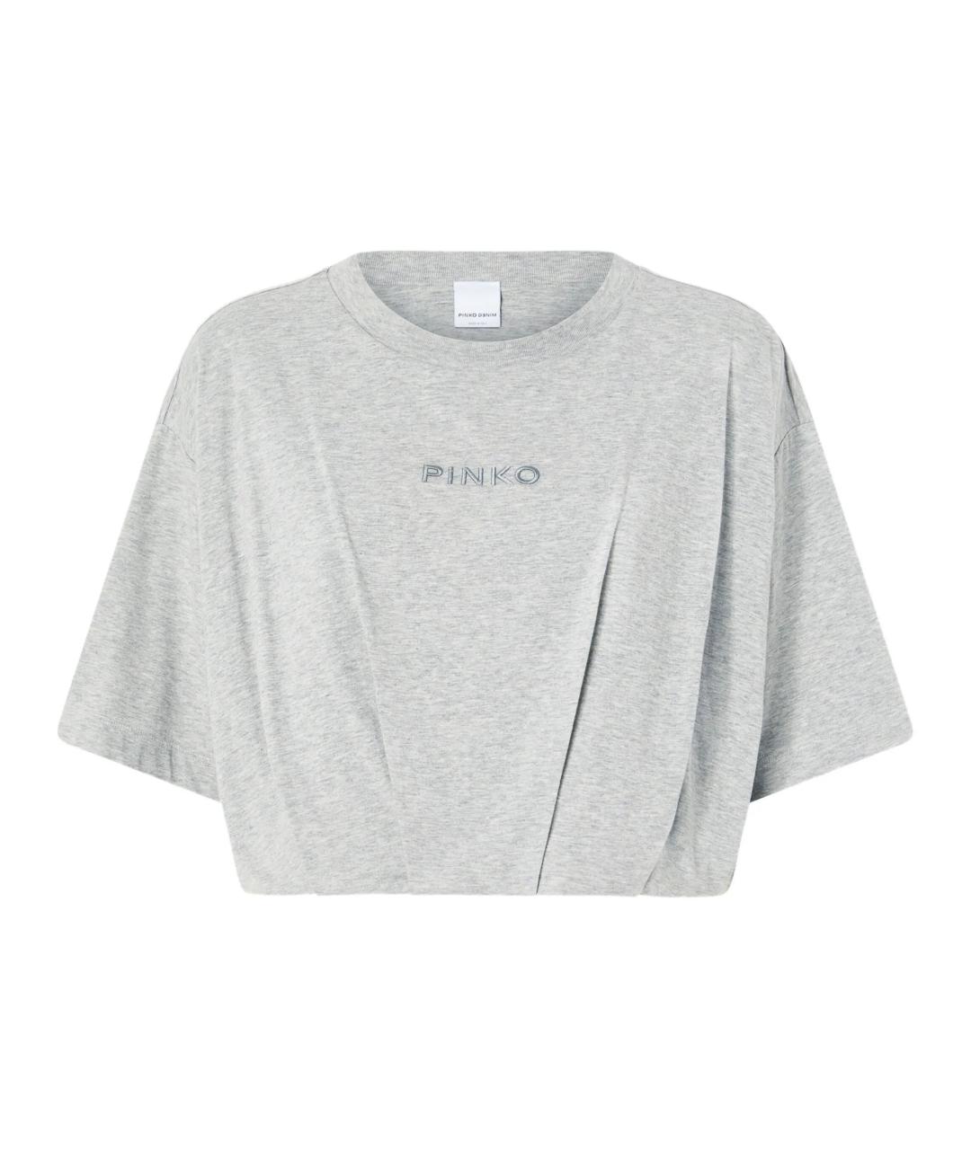 PINKO Серая хлопковая футболка, фото 1