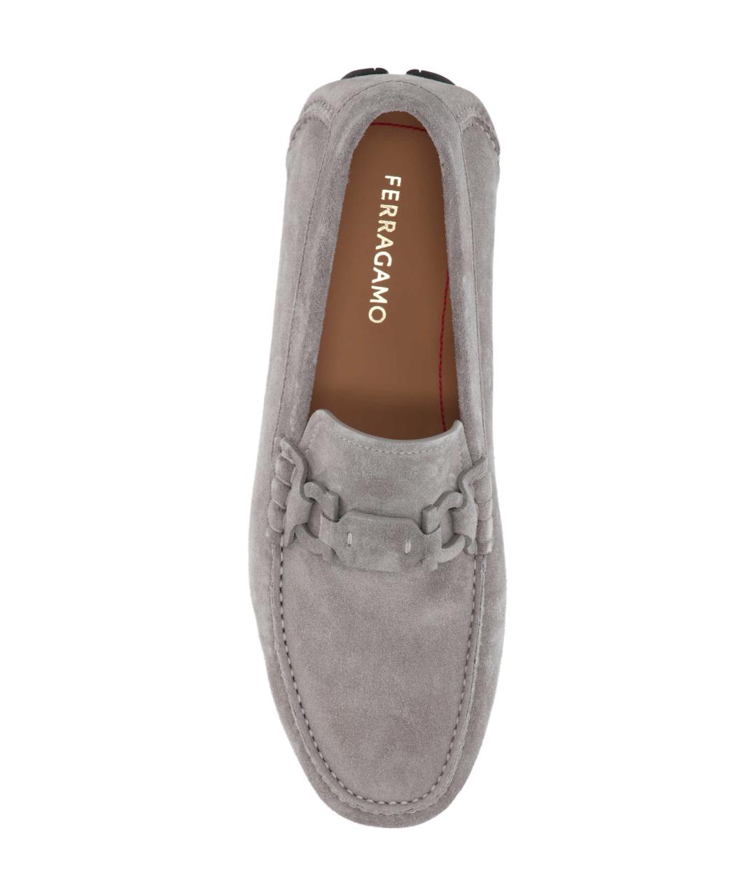 FERRAGAMO Бежевые замшевые мокасины, фото 4