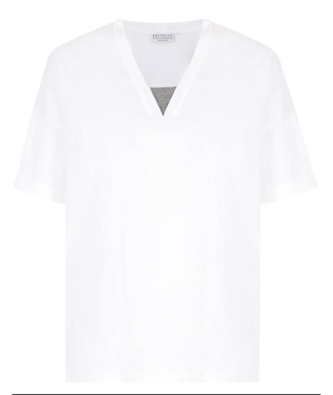 BRUNELLO CUCINELLI Белая хлопковая футболка, фото 1