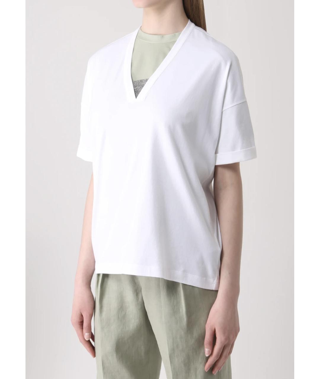 BRUNELLO CUCINELLI Белая хлопковая футболка, фото 2