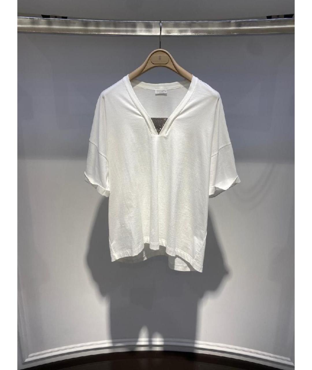 BRUNELLO CUCINELLI Белая хлопковая футболка, фото 4