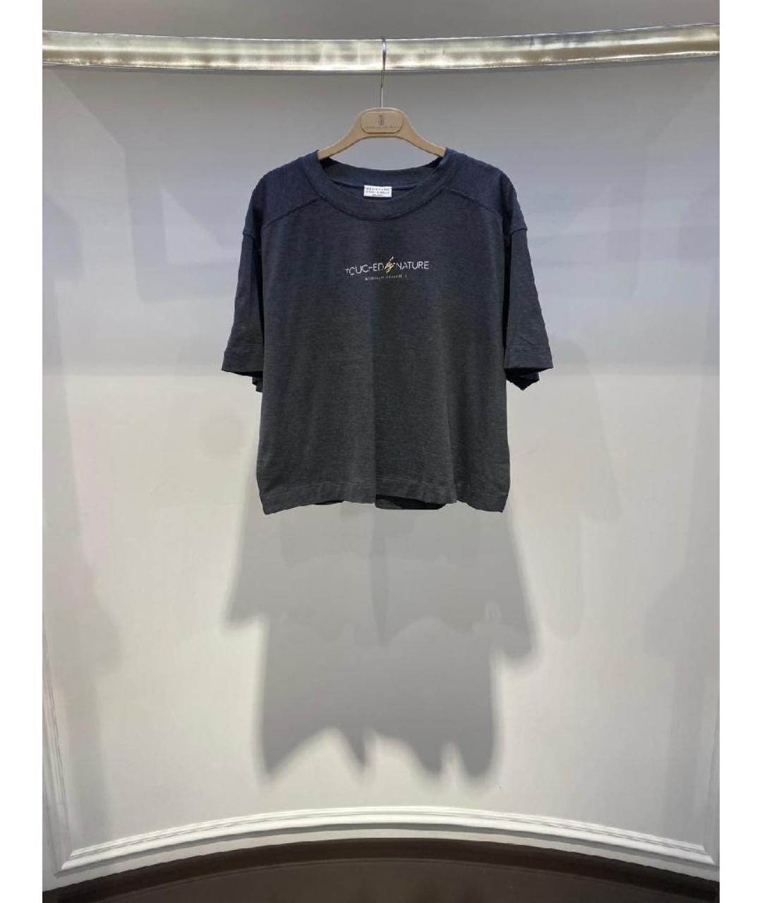 BRUNELLO CUCINELLI Черная хлопковая футболка, фото 4