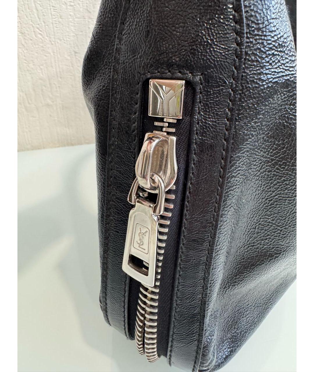 SAINT LAURENT Черная сумка через плечо из лакированной кожи, фото 4