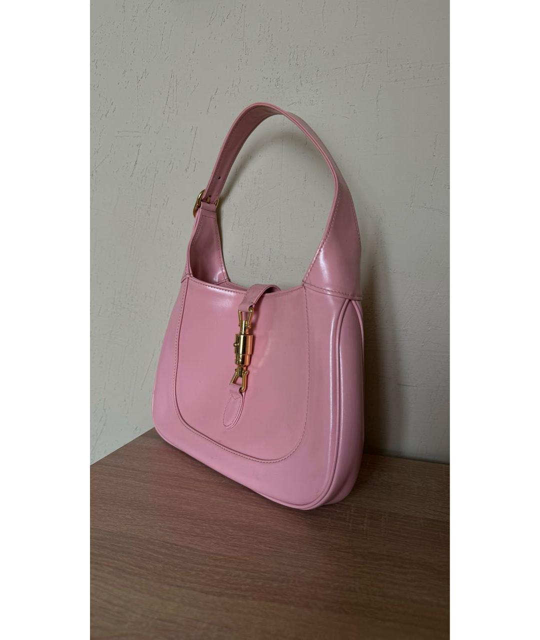 GUCCI Розовая кожаная сумка с короткими ручками, фото 2