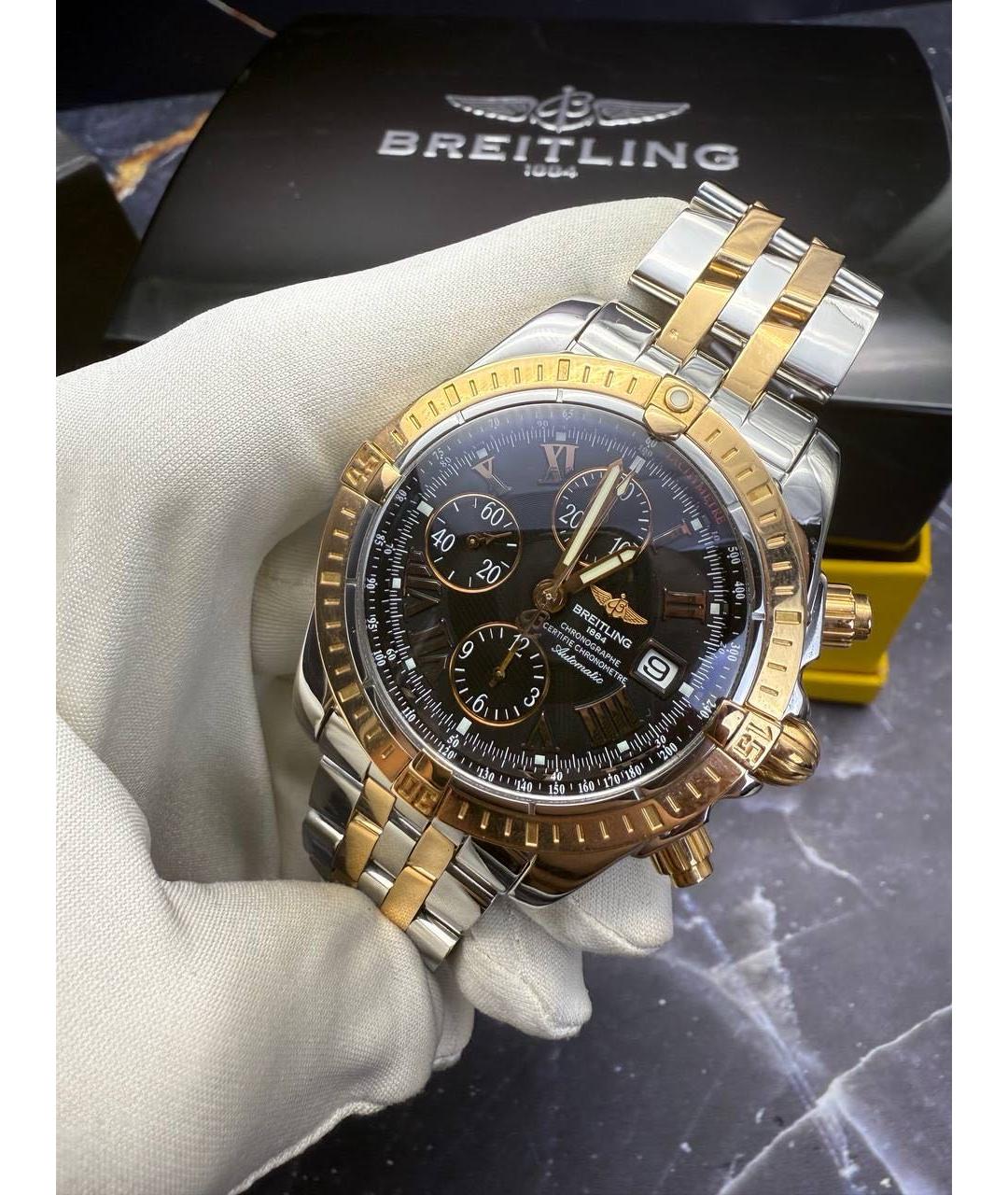BREITLING Черные часы из розового золота, фото 6