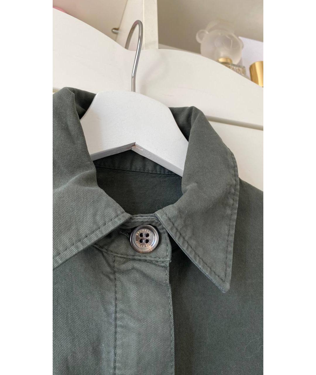 BRUNELLO CUCINELLI Хаки хлопко-эластановое повседневное платье, фото 5