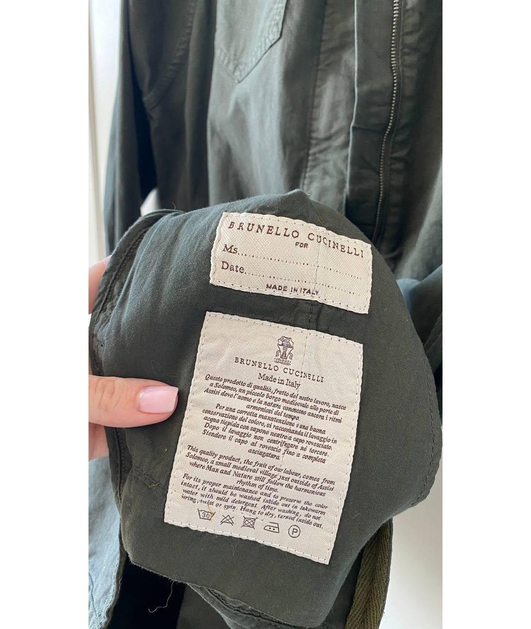 BRUNELLO CUCINELLI Хаки хлопко-эластановое повседневное платье, фото 3