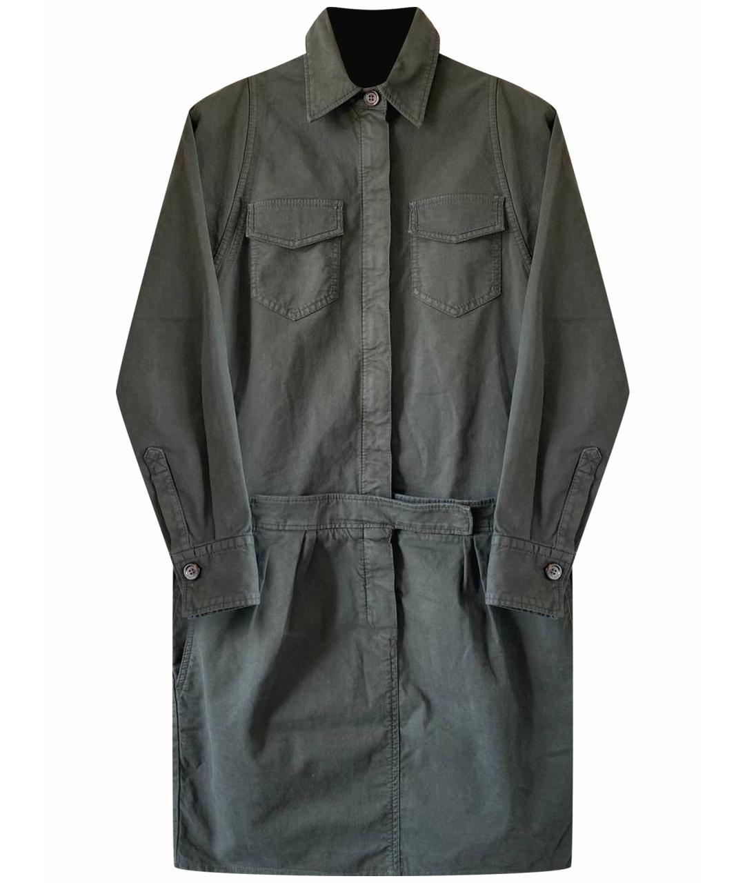 BRUNELLO CUCINELLI Хаки хлопко-эластановое повседневное платье, фото 1