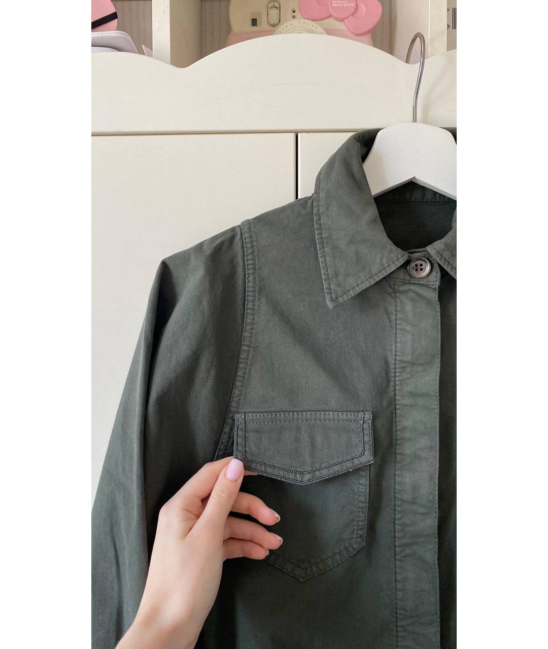 BRUNELLO CUCINELLI Хаки хлопко-эластановое повседневное платье, фото 2