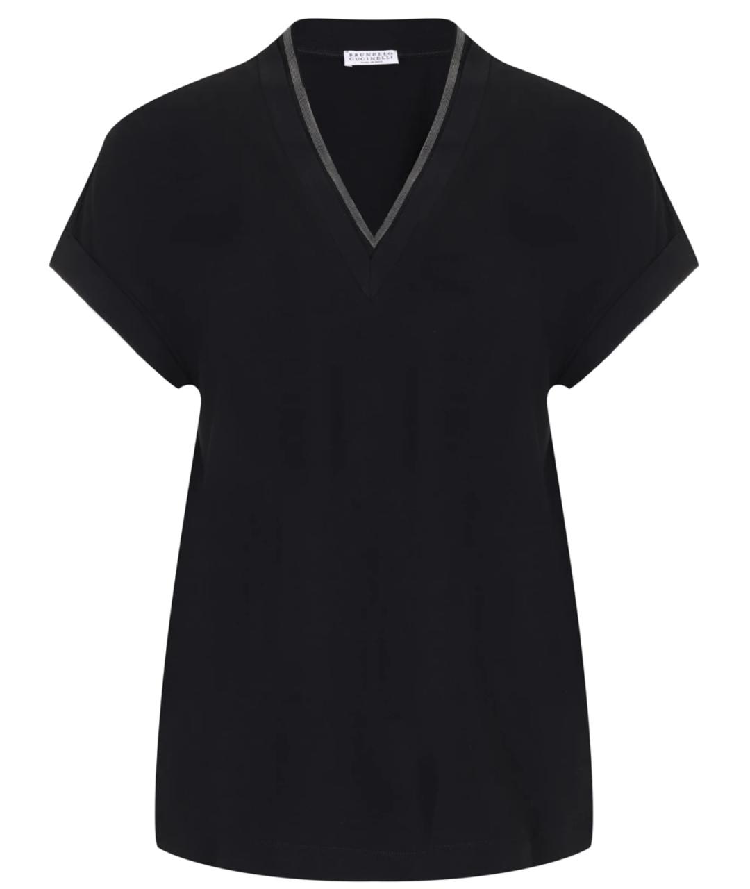 BRUNELLO CUCINELLI Черная хлопко-эластановая футболка, фото 1