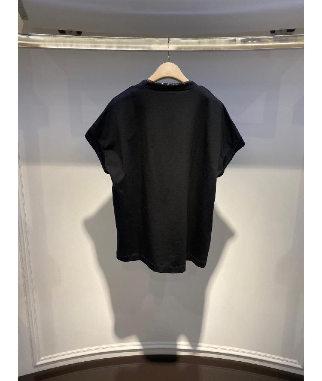 BRUNELLO CUCINELLI Черная хлопко-эластановая футболка, фото 3