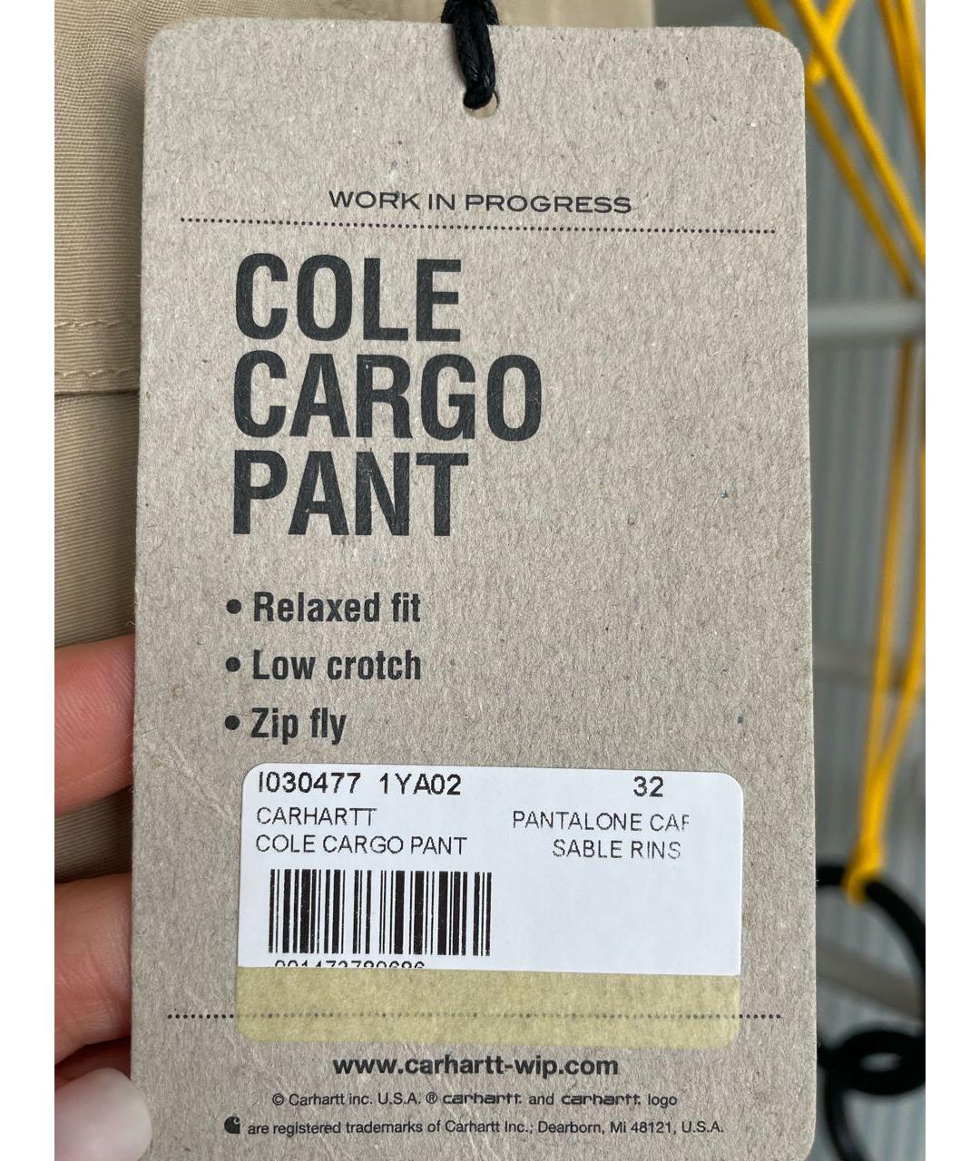 CARHARTT WIP Бежевые хлопковые повседневные брюки, фото 5