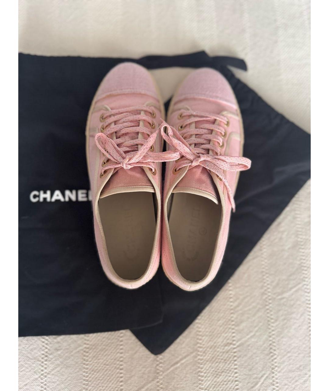 CHANEL Розовые текстильные кеды, фото 3