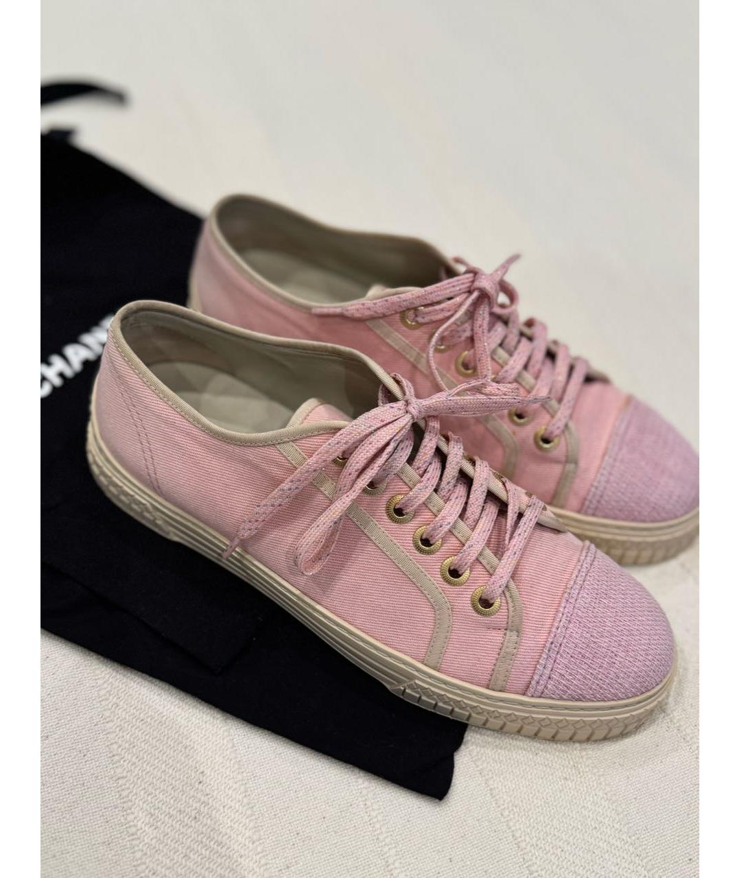 CHANEL Розовые текстильные кеды, фото 6