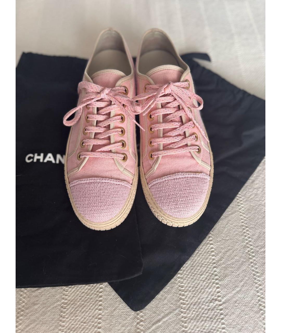 CHANEL Розовые текстильные кеды, фото 2
