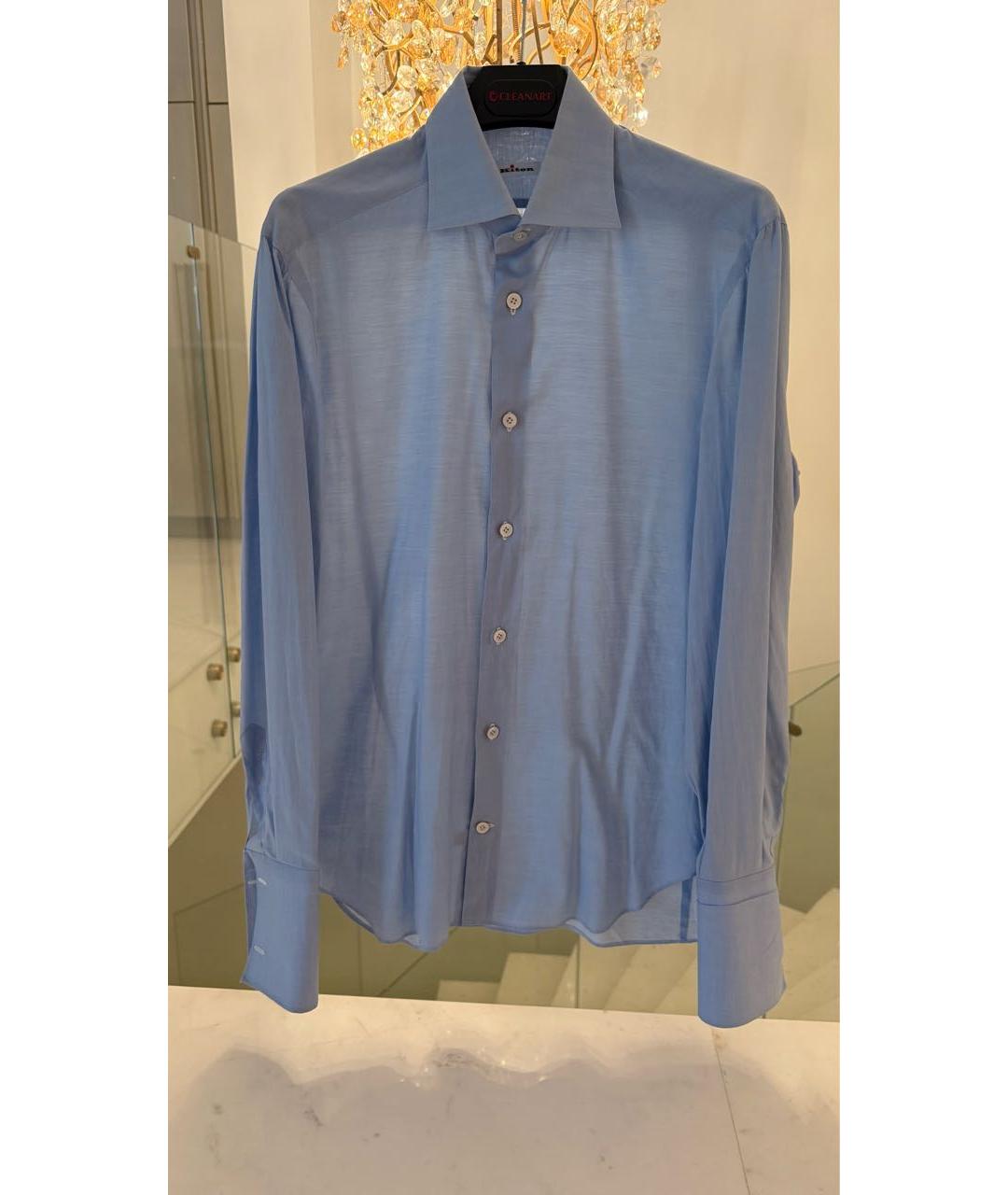 KITON Голубая хлопковая классическая рубашка, фото 6