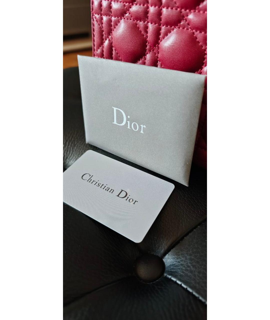 CHRISTIAN DIOR Красная кожаная сумка с короткими ручками, фото 7