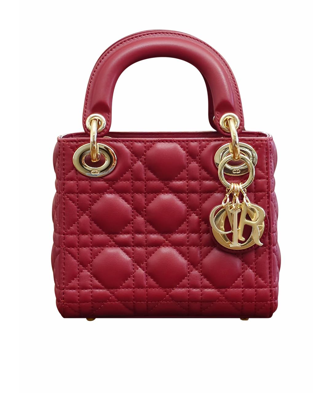CHRISTIAN DIOR Красная кожаная сумка с короткими ручками, фото 1