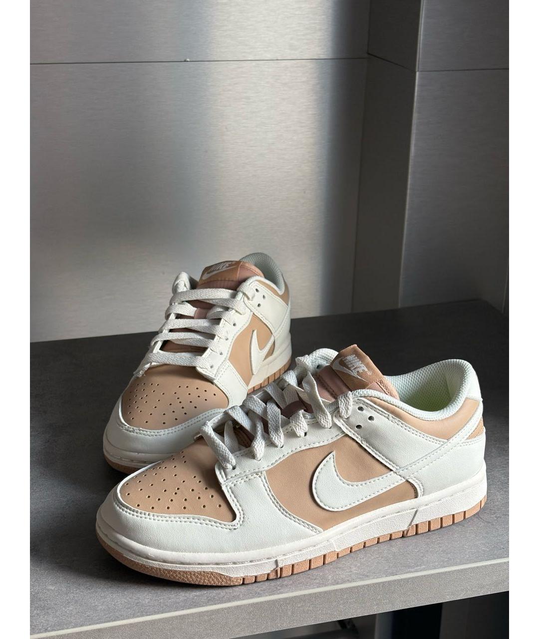 NIKE Бежевые кожаные кроссовки, фото 2