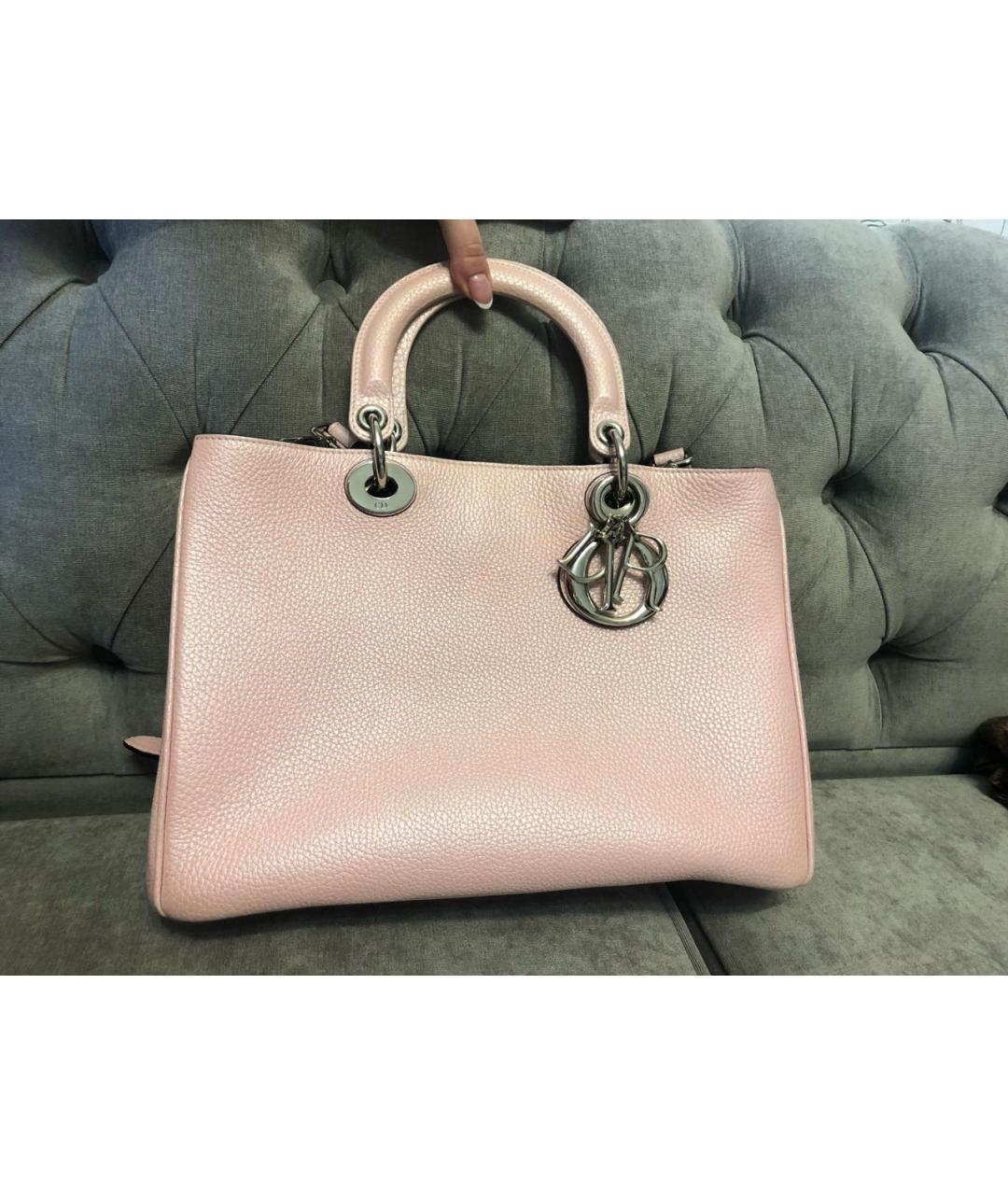 CHRISTIAN DIOR Розовая кожаная сумка с короткими ручками, фото 6