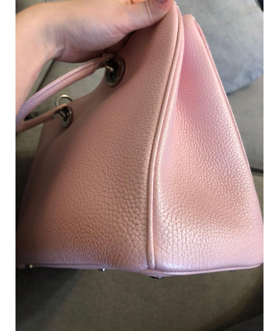 CHRISTIAN DIOR Розовая кожаная сумка с короткими ручками, фото 5
