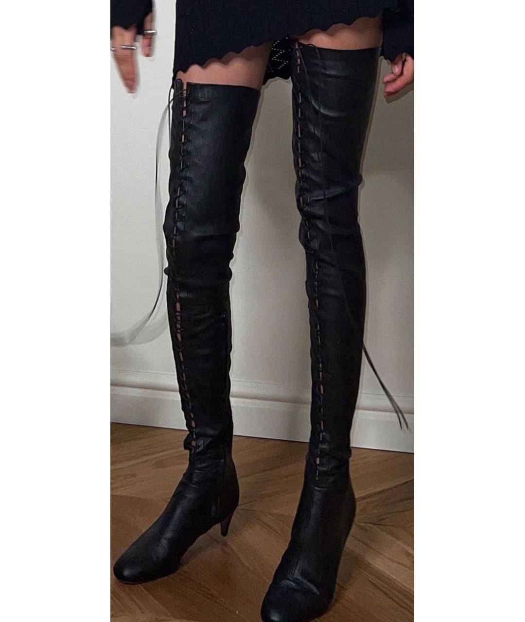 CELINE Черные кожаные ботфорты, фото 8