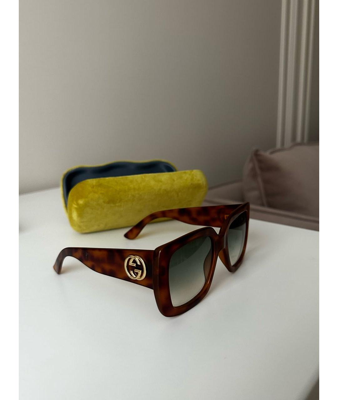 GUCCI Коричневые пластиковые солнцезащитные очки, фото 2