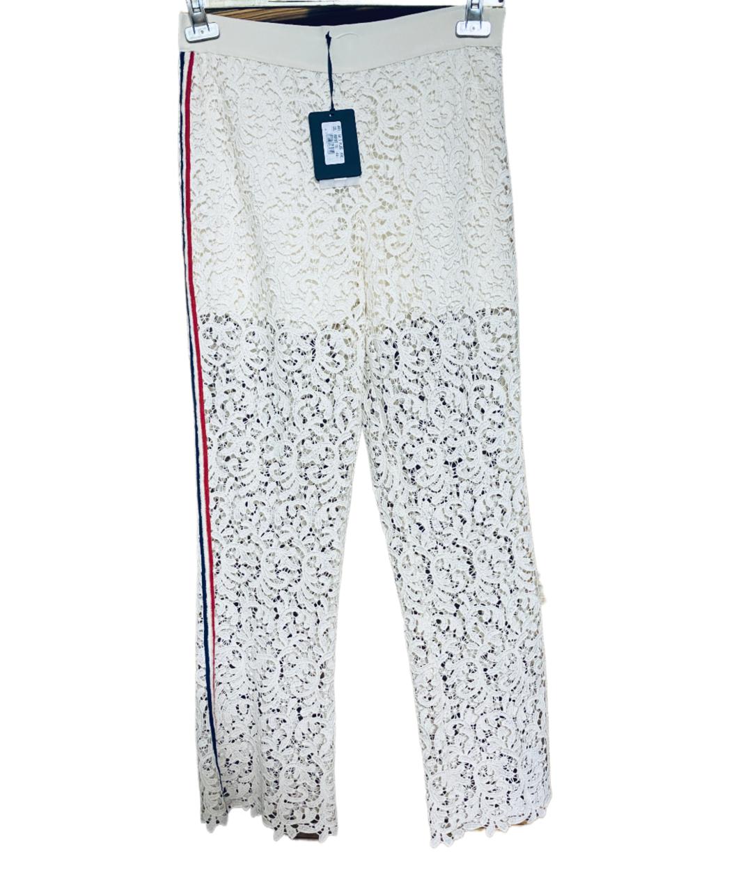 ERMANNO SCERVINO Бежевые хлопко-эластановые прямые брюки, фото 8