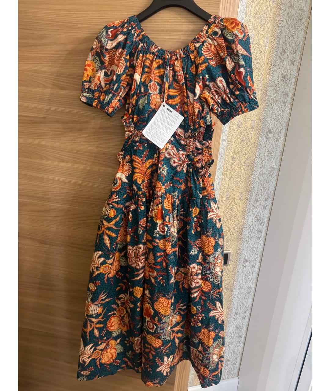 ULLA JOHNSON Мульти хлопковое повседневное платье, фото 3