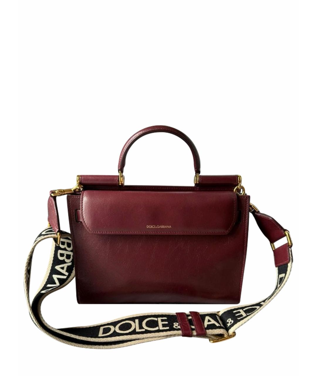 DOLCE&GABBANA Бордовая кожаная сумка с короткими ручками, фото 1