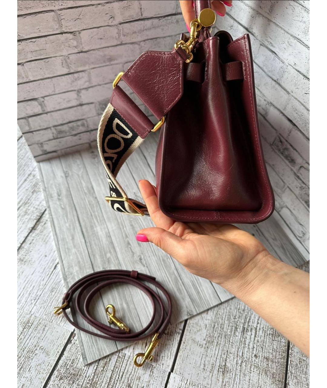 DOLCE&GABBANA Бордовая кожаная сумка с короткими ручками, фото 6