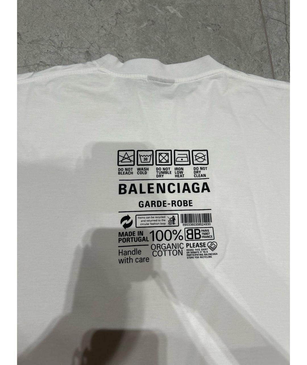 BALENCIAGA Белая хлопковая футболка, фото 4