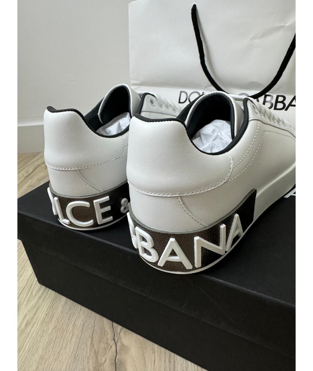 DOLCE&GABBANA Белые кожаные кроссовки, фото 3