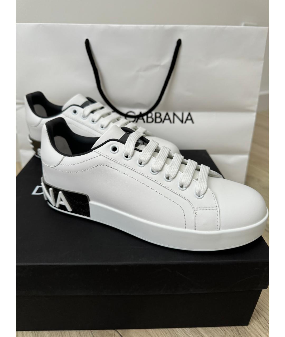 DOLCE&GABBANA Белые кожаные кроссовки, фото 4