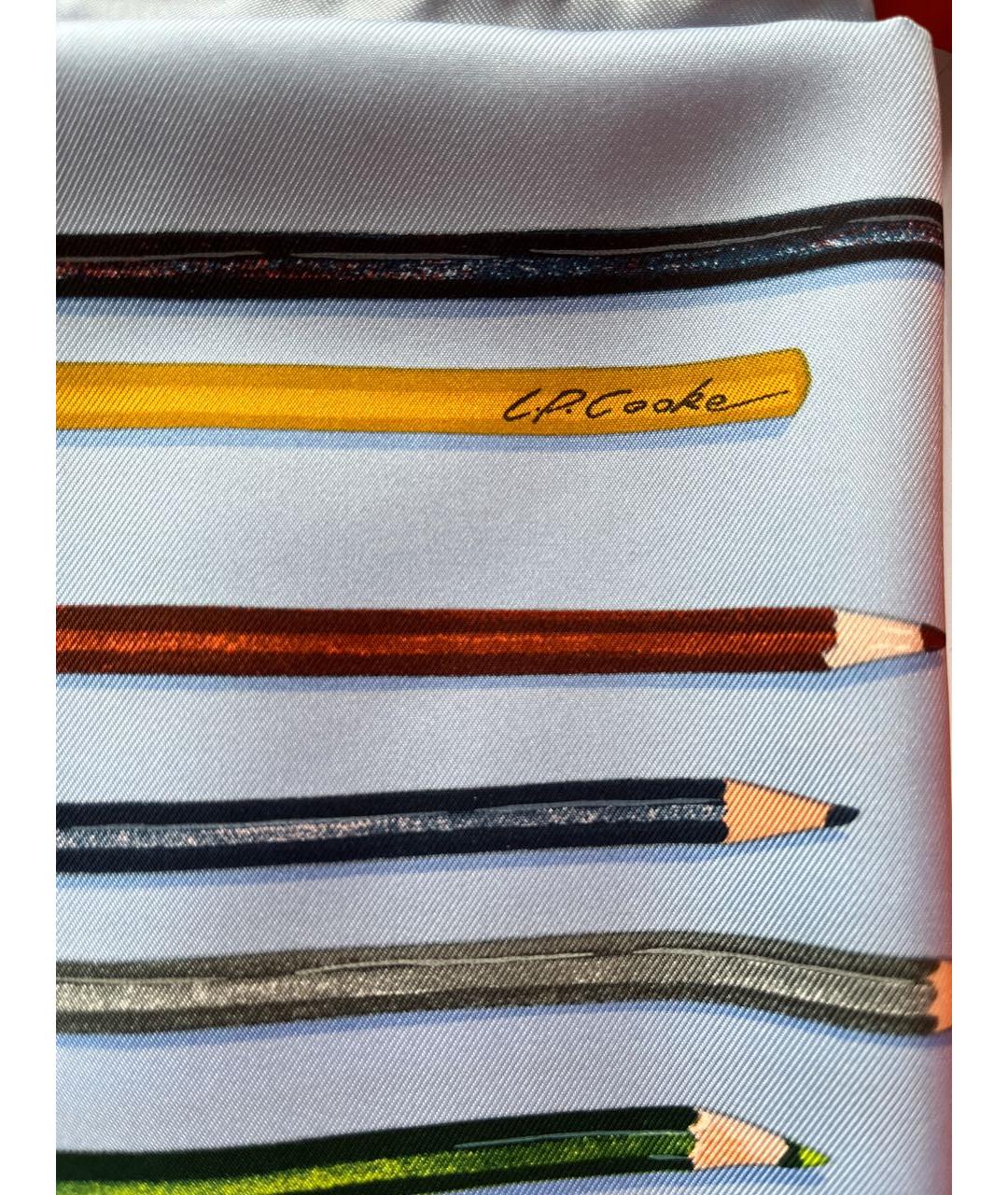 HERMES Голубой шелковый платок, фото 3