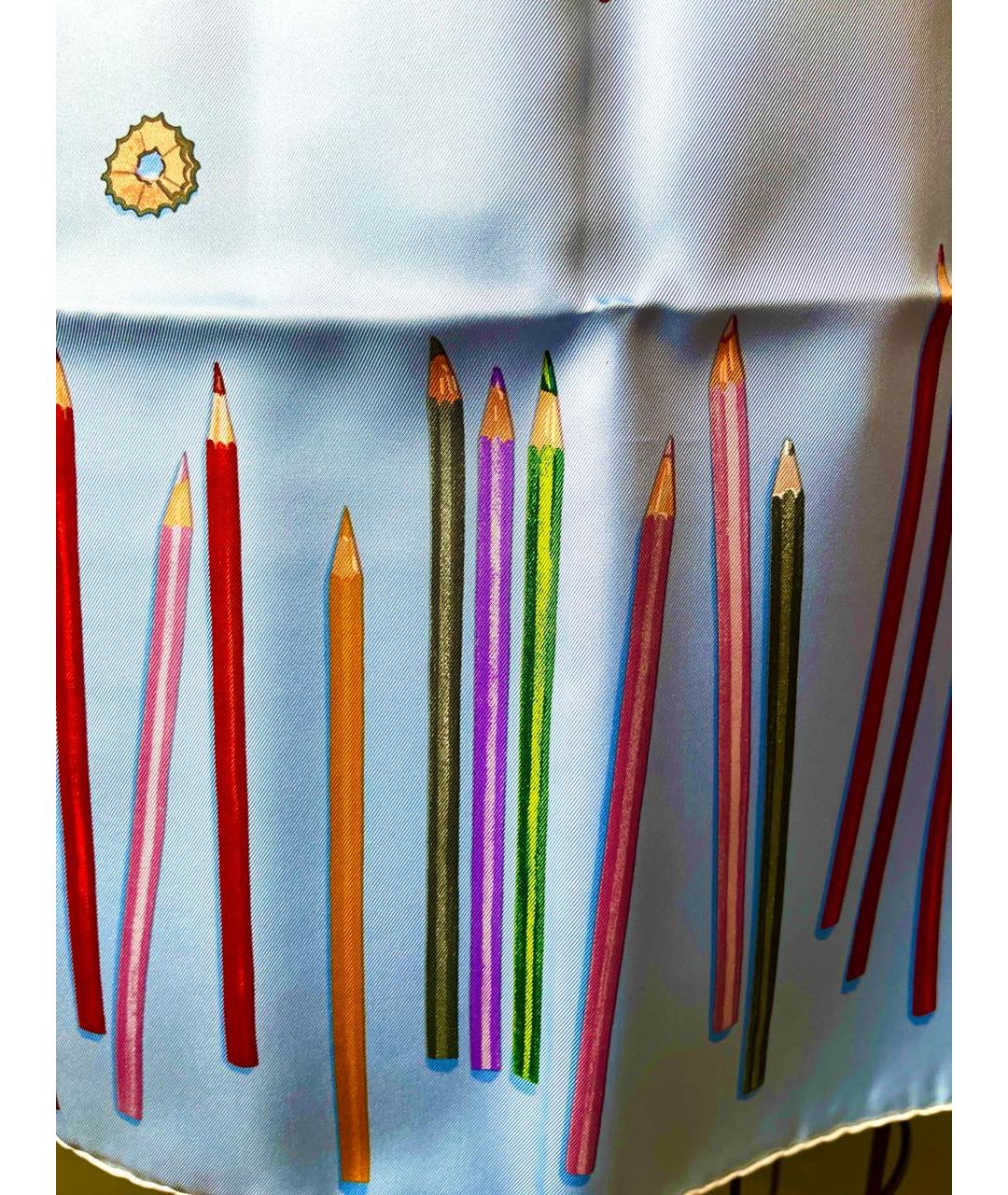 HERMES Голубой шелковый платок, фото 4