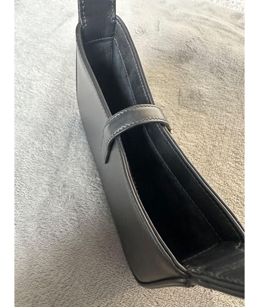 SAINT LAURENT Черная кожаная сумка с короткими ручками, фото 4