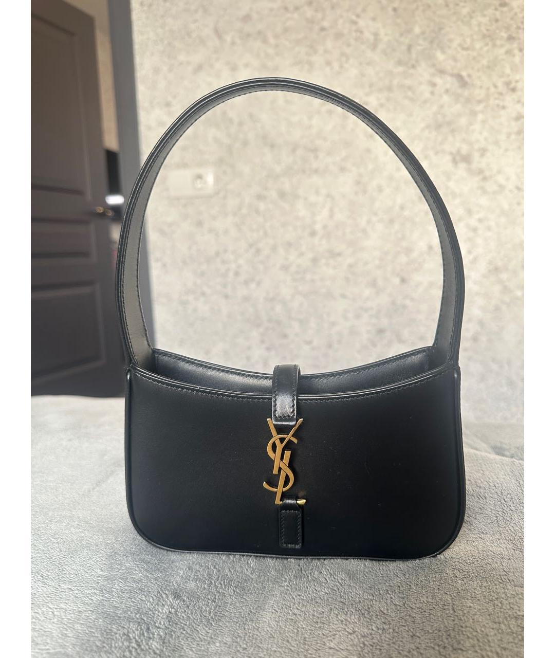 SAINT LAURENT Черная кожаная сумка с короткими ручками, фото 9