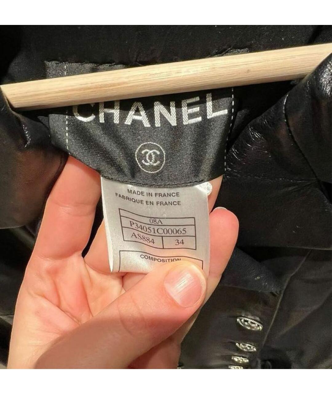 CHANEL Черный кожаный жакет/пиджак, фото 4