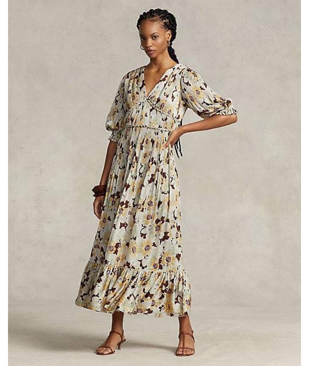 POLO RALPH LAUREN Бежевое полиэстеровое платье, фото 7