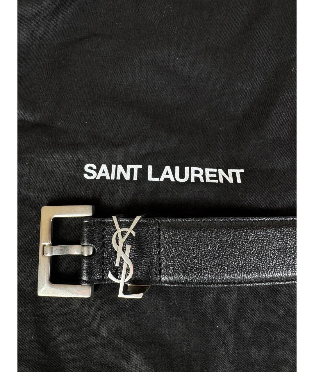 SAINT LAURENT Черный кожаный ремень, фото 3