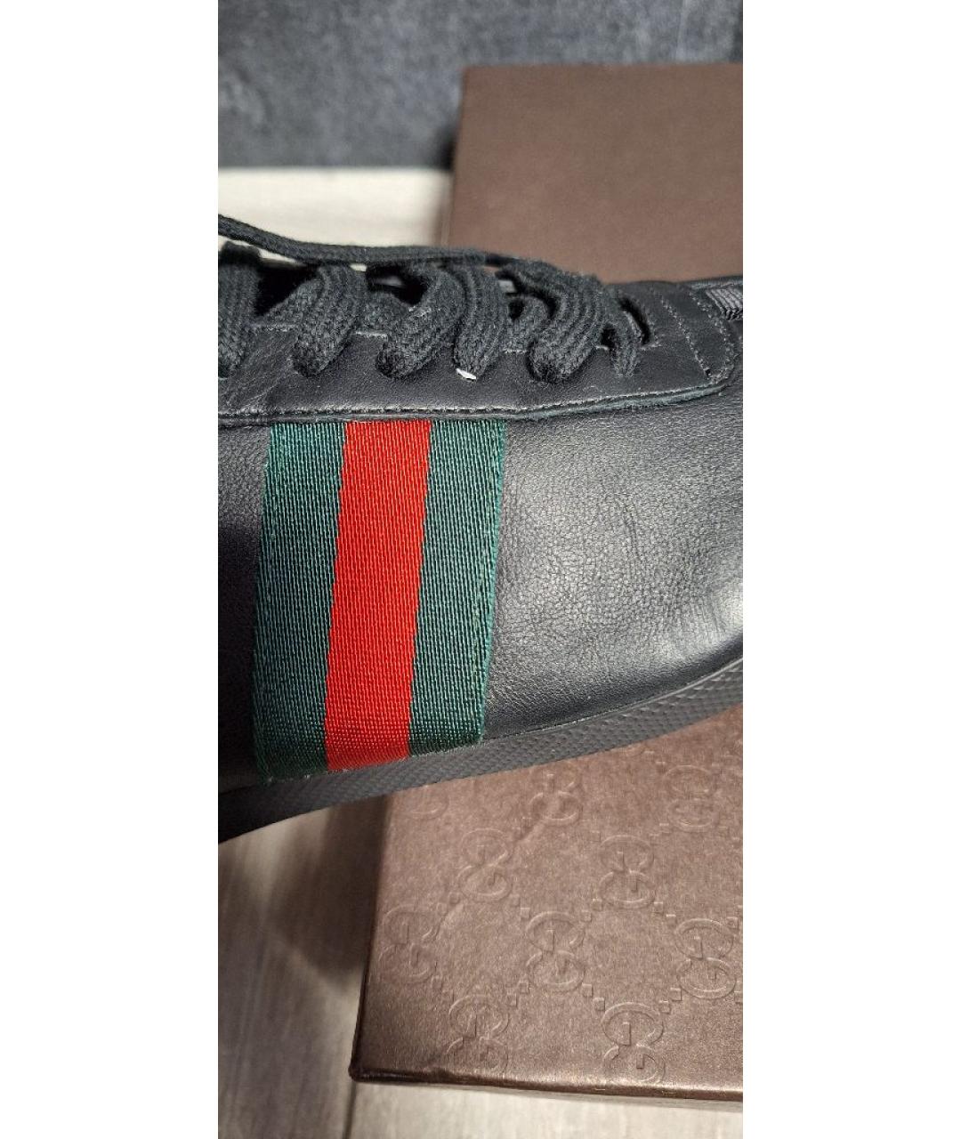 GUCCI Черные кожаные высокие кроссовки / кеды, фото 5