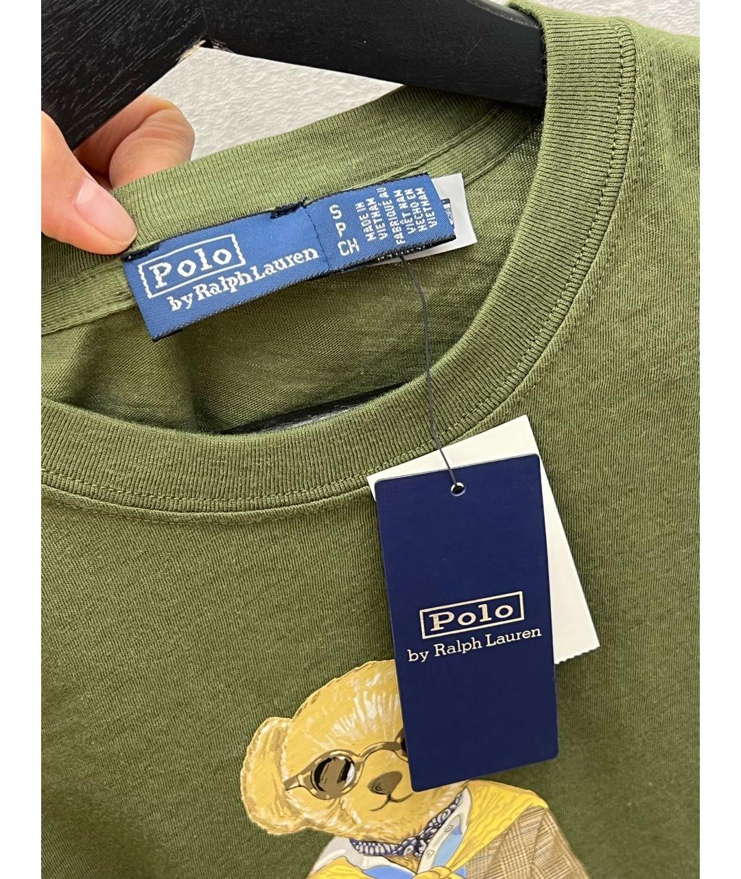 POLO RALPH LAUREN Хаки хлопковая футболка, фото 4